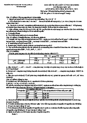 Đề thi đế xuất kì thi chọn học sinh giỏi duyên hải Bắc bộ môn Hóa học, năm học 2013 - 2014